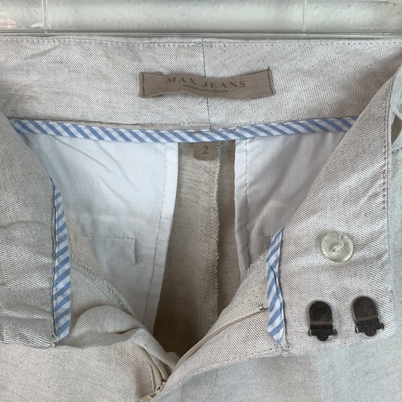 MAX Jeans: linen high waist relax hip cropped leg cuffed trousers pants EUC - Picture 7 of 9